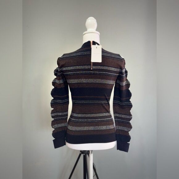 SALE! Black Stripe Ted Baker Bow Cutout Sleeve Sweater Size 1 (4) NWT - Picture 2 of 5